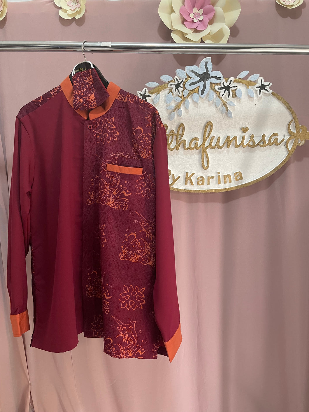 FAM SET MAROON KOKO AYAH LENGAN PANJANG